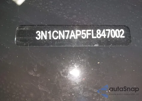 2015 Nissan Versa 1.6 S+ z USA, uszkodzony, nr VIN 3N1CN7AP5FL847002